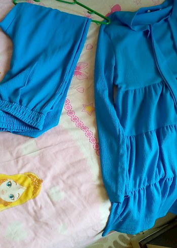 m Beden mavi Renk Mavi Pilili Uzun Kollu Tunik takım