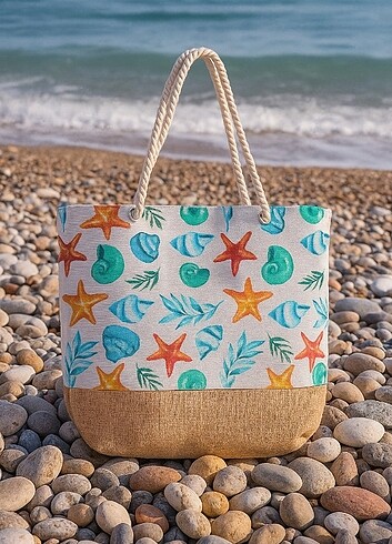 Keten plaj çantası  - Görsel 2