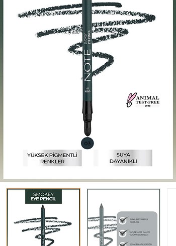 Note Suya Dayanıklı Göz Kalemi 03 yeşil - Görsel 2