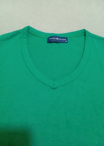 Tommy Hilfiger Erkek Yeşil V Yaka Tişört