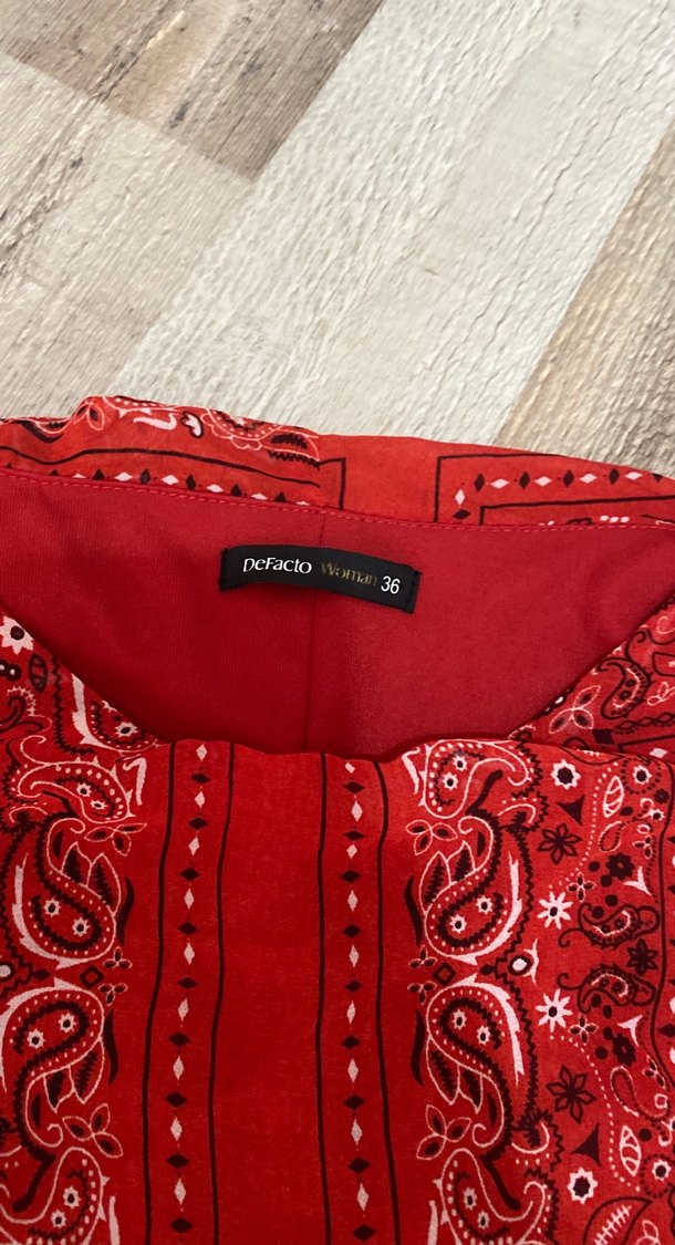 Kırmızı Desenli Bohem Uzun Elbise - Görsel 2