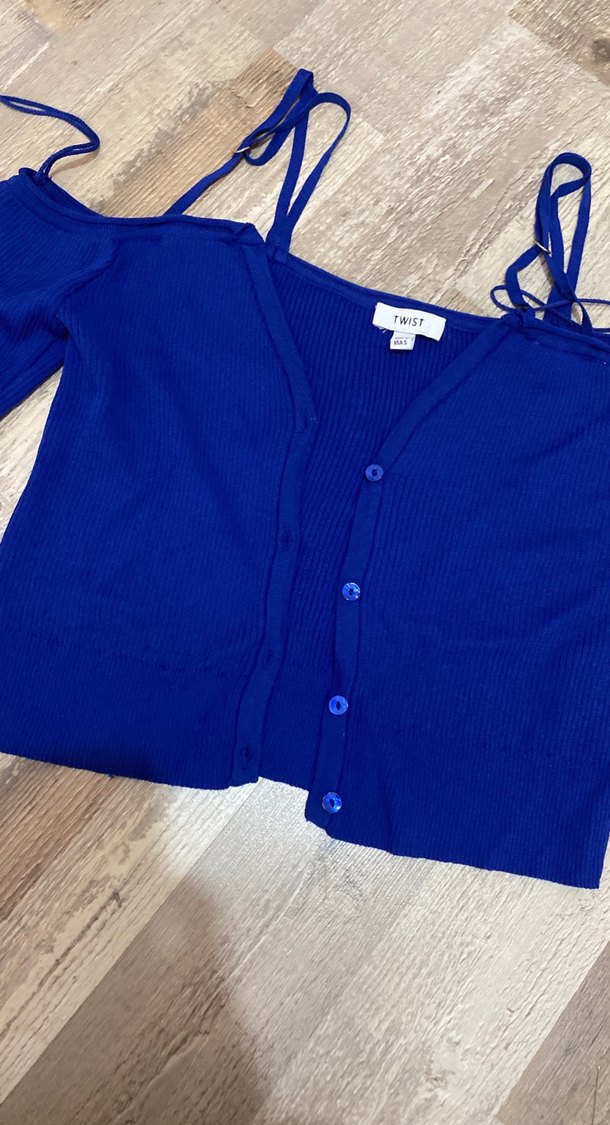 Düğmeli Lacivert Kız Triko Hırka - Görsel 3