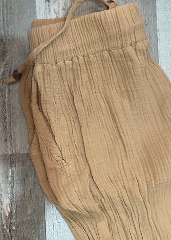 Bej Bol Kesim Kadın Keten Pantolon - Görsel 2