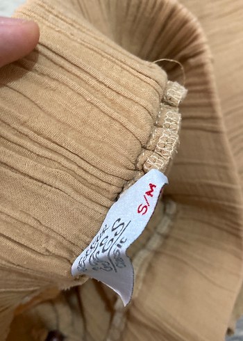 Bej Bol Kesim Kadın Keten Pantolon - Görsel 3