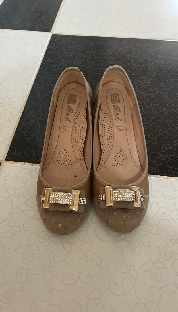 Bej Süet Dolgu Topuklu Tokalı Kadın Babet - Görsel 4