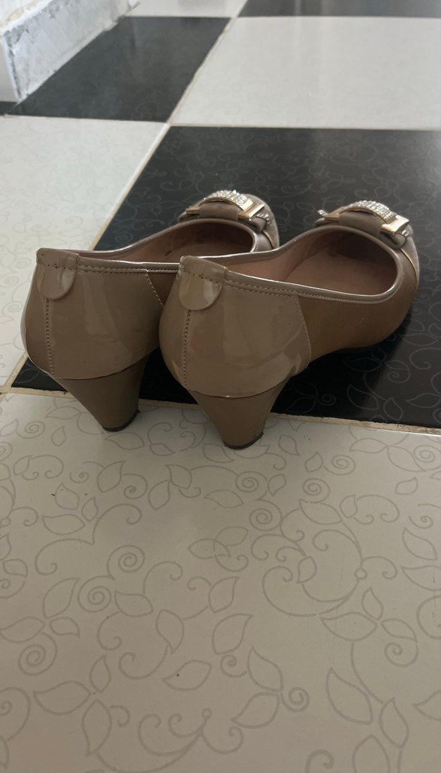 Bej Süet Dolgu Topuklu Tokalı Kadın Babet - Görsel 3