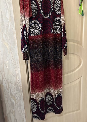 Bohem Çok Renkli Uzun Kollu Uzun Elbise - Görsel 5