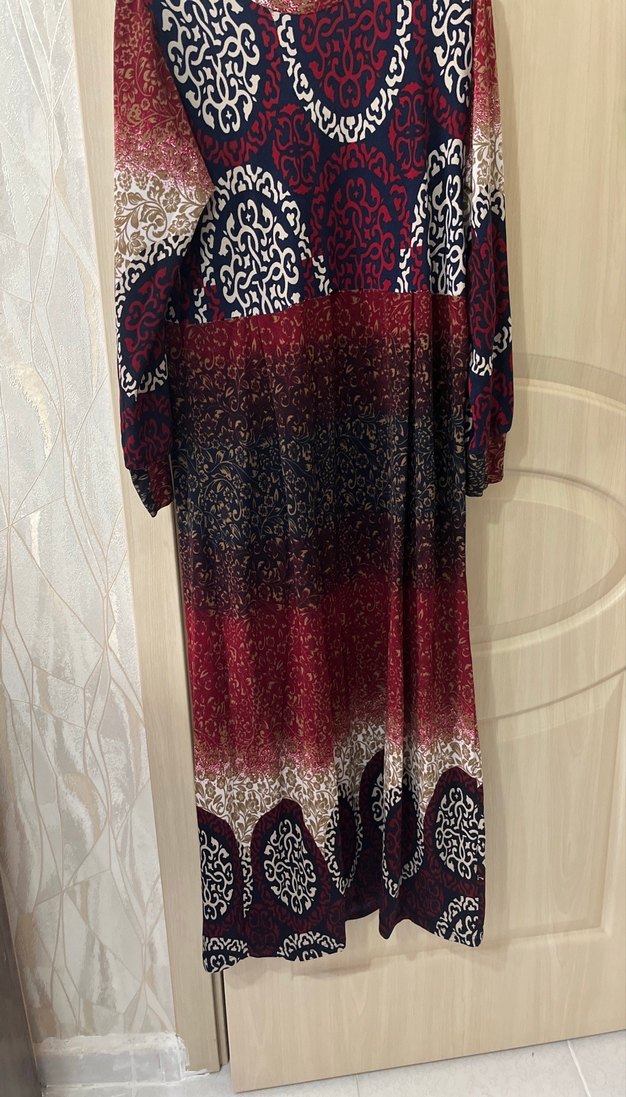 Bohem Çok Renkli Uzun Kollu Uzun Elbise - Görsel 2