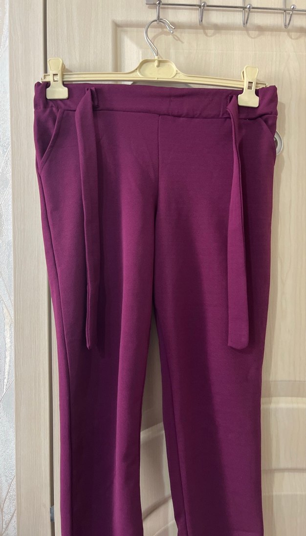 Mor Midi Kumaş Kadın Pantolon - Görsel 2