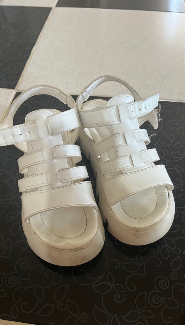 Beyaz Platform Topuklu Kadın Sandalet - Görsel 2