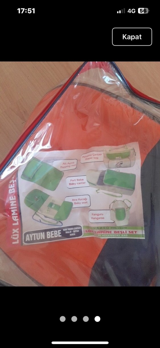 Yeşil Desenli Aytun Bebe Bebek Çantası - Görsel 4