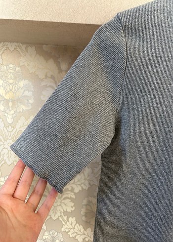 m Beden gri Renk Gri Kısa Kollu Yün Tişört