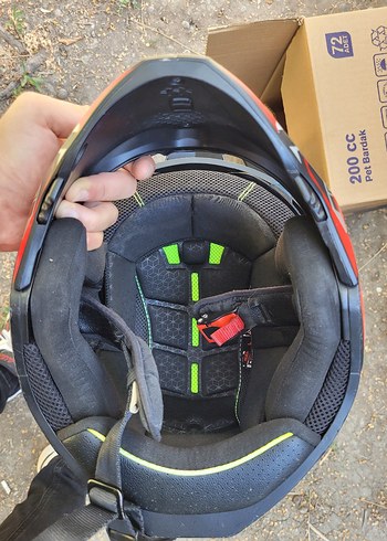 sway L BEDEN Kırmızı Baskılı Punk Tarzı Motosiklet Kaskı sway L - Görsel 5