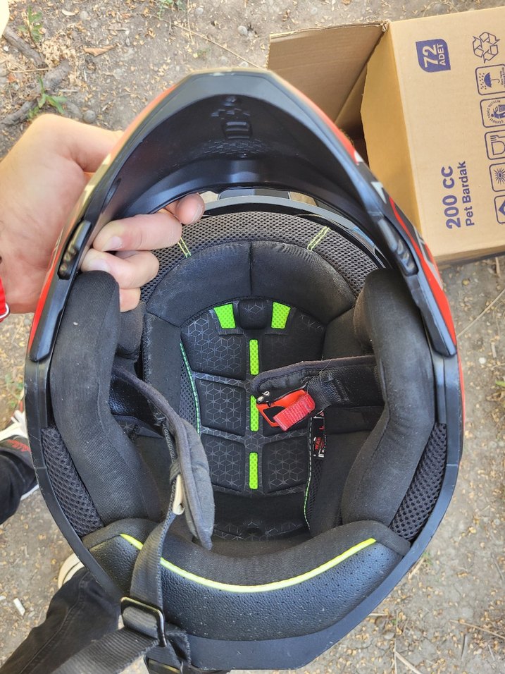 sway L BEDEN Kırmızı Baskılı Punk Tarzı Motosiklet Kaskı sway L - Görsel 5