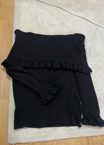 Siyah Kadın Triko Uzun Kollu Bluz - Görsel 2