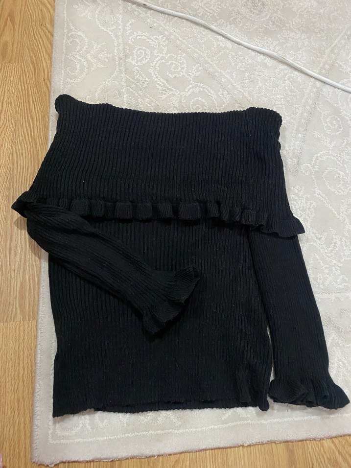 Siyah Kadın Triko Uzun Kollu Bluz - Görsel 2