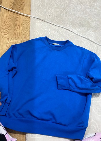 Mavi Kadın Sweatshirt, Yuvarlak Yaka, Rahat Kesim - Görsel 3