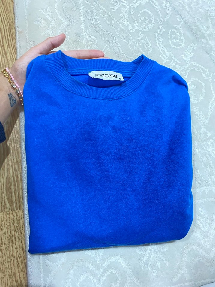 Mavi Kadın Sweatshirt, Yuvarlak Yaka, Rahat Kesim - Görsel 2