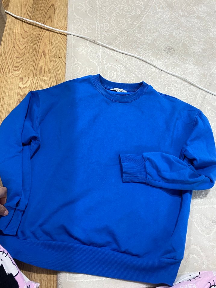 Mavi Kadın Sweatshirt, Yuvarlak Yaka, Rahat Kesim - Görsel 3