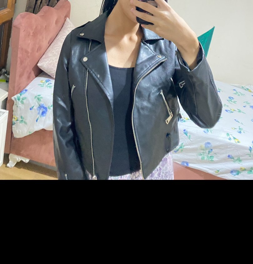 Siyah Deri Biker Ceket, Normal Boy, Fermuarlı - Görsel 2