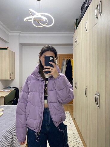 s Beden mor Renk Şişme mont
