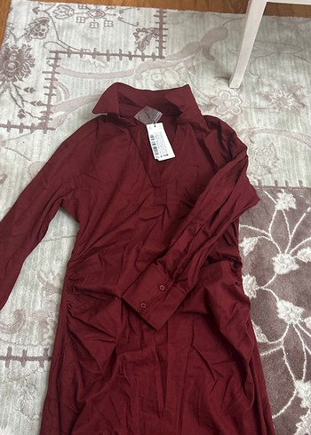 Bordo V Yaka Uzun Kollu Hamile Tunik - Görsel 3