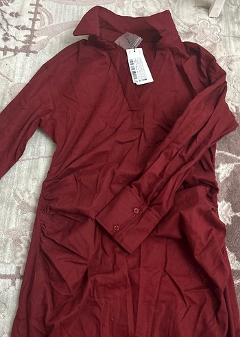 Bordo V Yaka Uzun Kollu Hamile Tunik - Görsel 2