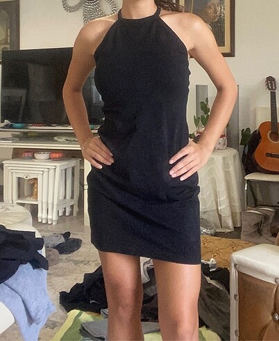 s Beden Vintage Halter yaka esnek elbise