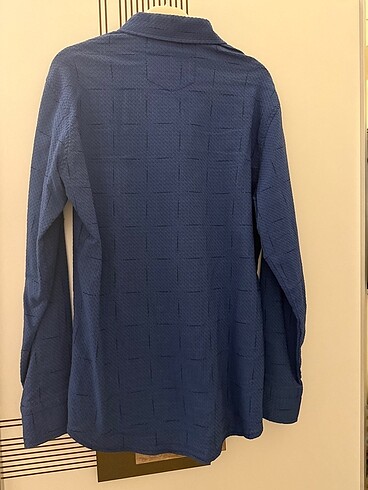 m Beden lacivert Renk Kolu toplanabilir slim fit gömlek