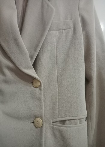 Bej Düğmeli Kadın Blazer Ceket - Görsel 2