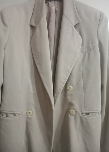 Bej Düğmeli Kadın Blazer Ceket - Görsel 4