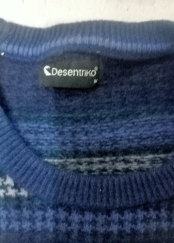 Mavi Erkek Bisiklet Yaka Örgü Kazak - Görsel 3