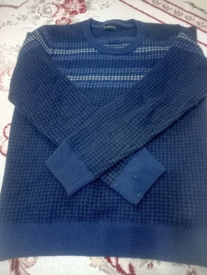 Mavi Erkek Bisiklet Yaka Örgü Kazak - Görsel 2