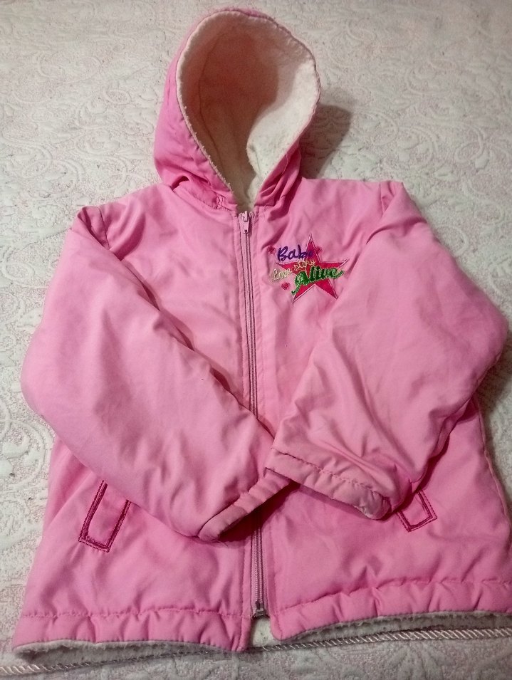 Kız Çocuk Kapüşonlu Fermuarlı Pembe Mont - Görsel 2