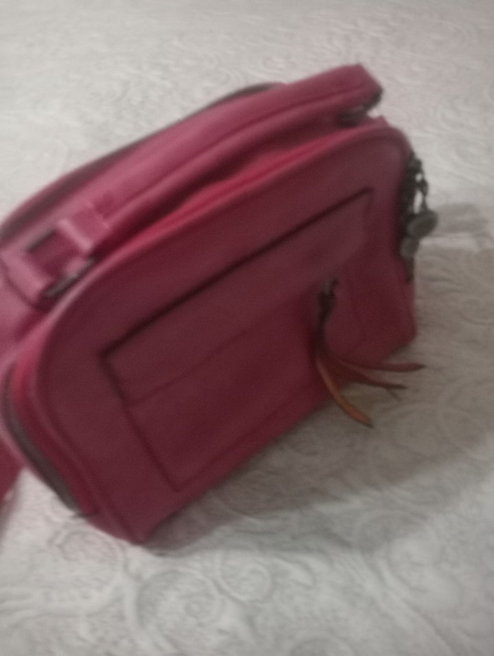 Pembe Süet Fermuarlı Kadın Çanta - Görsel 2