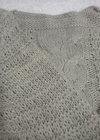 Gri Kadın Örgü Triko Kazak - Görsel 3