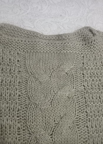 Gri Kadın Örgü Triko Kazak - Görsel 2