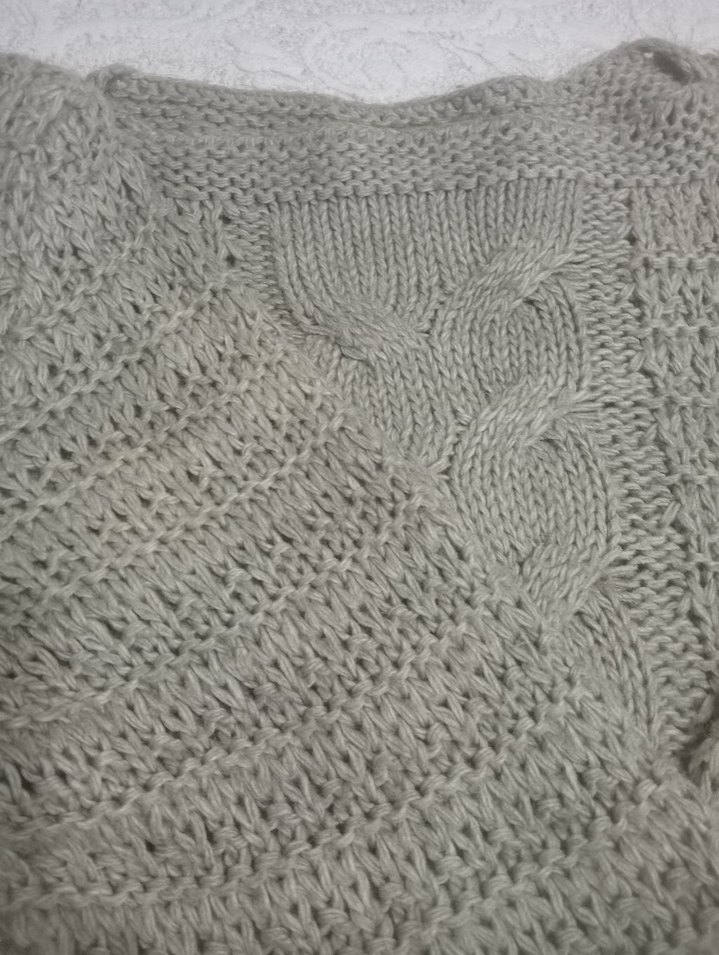 Gri Kadın Örgü Triko Kazak - Görsel 3