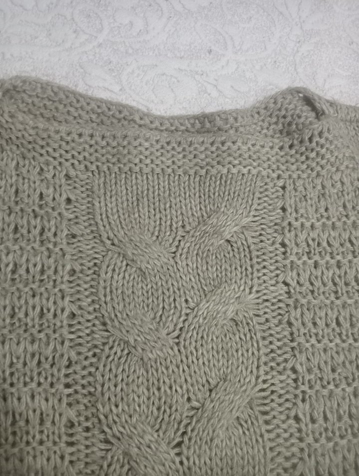 Gri Kadın Örgü Triko Kazak - Görsel 2