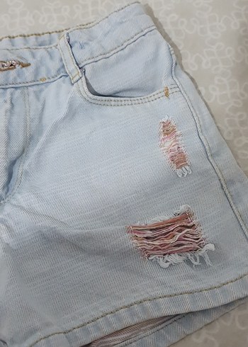 Mavi cocuk Düğmeli Mini Denim Şort - Görsel 4