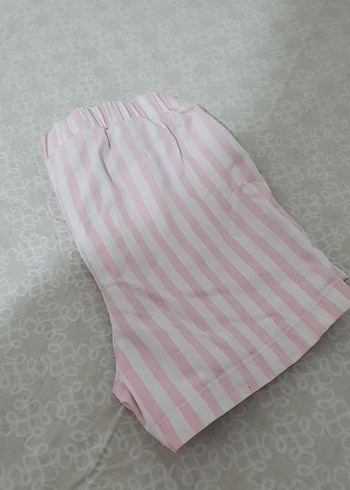 Pembe Çizgili Kız Çocuk Pamuk Şort - Görsel 3
