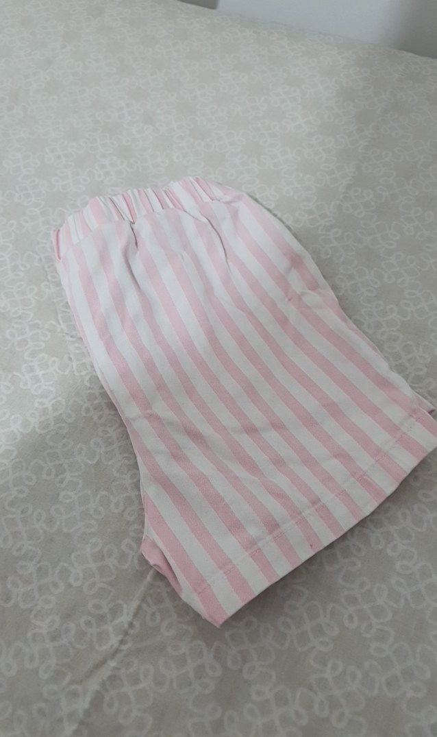 Pembe Çizgili Kız Çocuk Pamuk Şort - Görsel 3