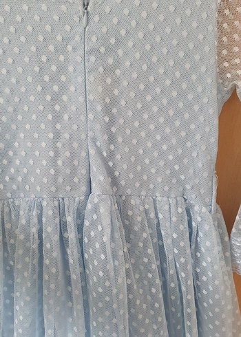 Uzun Kollu Mavi Kız Elbisesi - Görsel 4