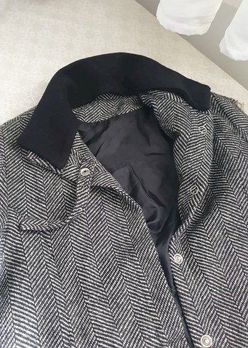 Gri Midi Düğmeli yün Kaban - Görsel 2