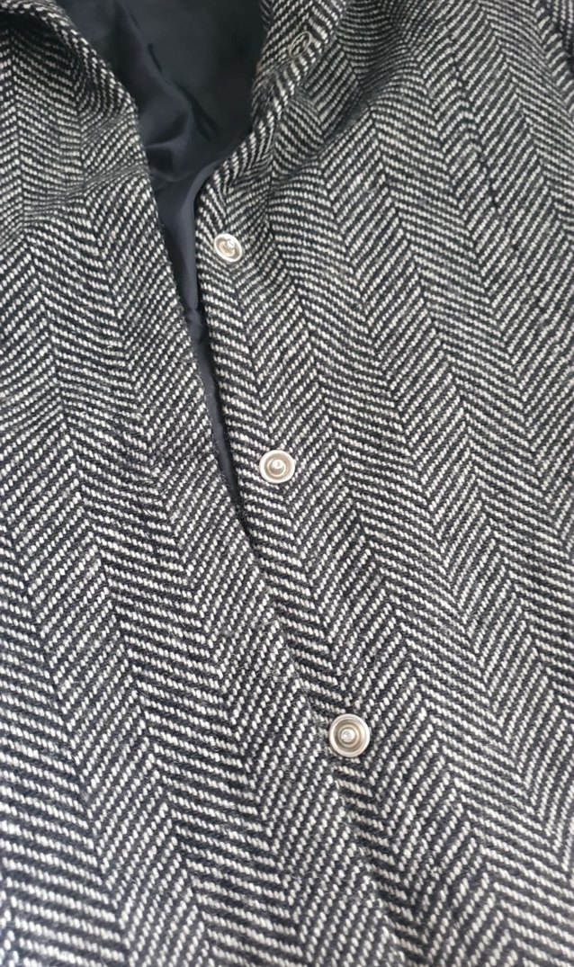 Gri Midi Düğmeli yün Kaban - Görsel 4