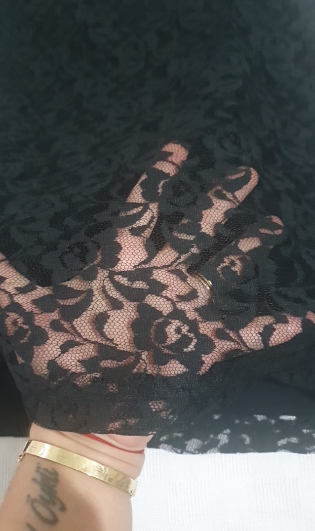 Dantel Detaylı Siyah Midi Elbise - Görsel 4