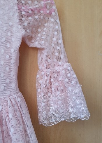 Pembe Dantel Detaylı Kız cocuk Elbisesi - Görsel 3