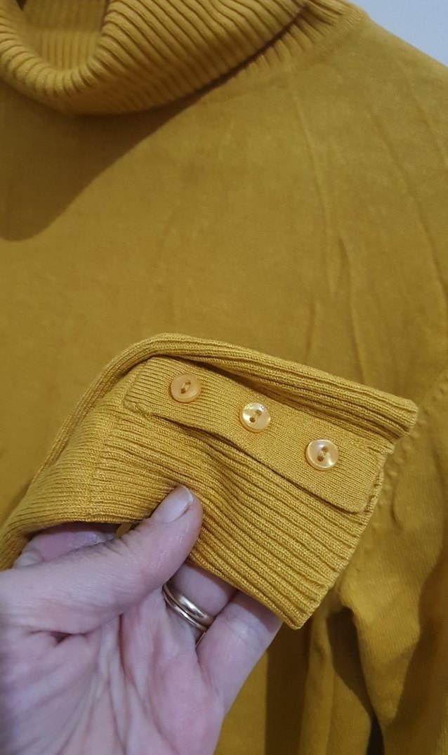 Sarı Balıkçı Yaka Uzun Kollu Kadın Kazak - Görsel 3