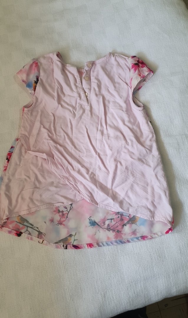 Kız Çocuk Pembe Çiçekli Bohem bluz - Görsel 3