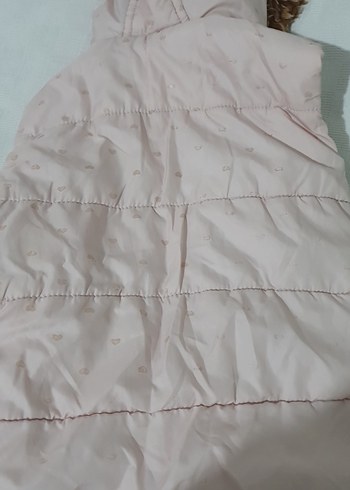 Kız Çocuk Pembe Kapüşonlu Peluş Detaylı Yelek - Görsel 4